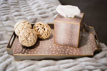 Woven Enameled Tissue Box Cover - Beige