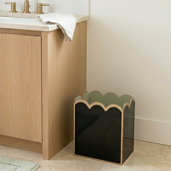 Gracie Scarlett Wastebasket Black & Sage Green