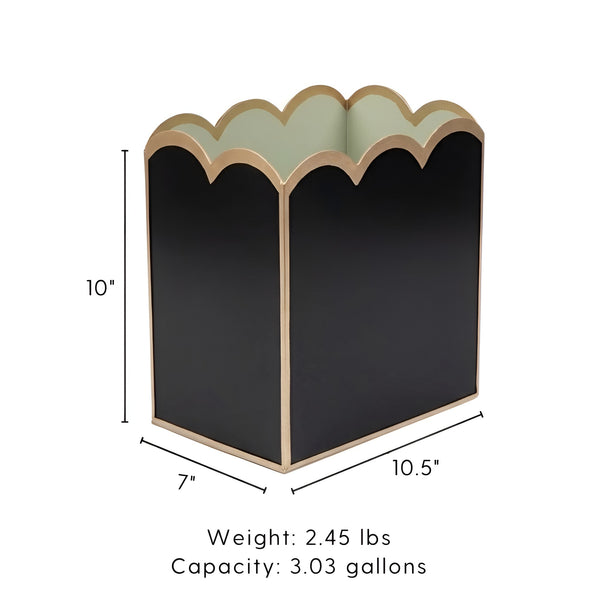 Gracie Scarlett Wastebasket Black & Sage Green