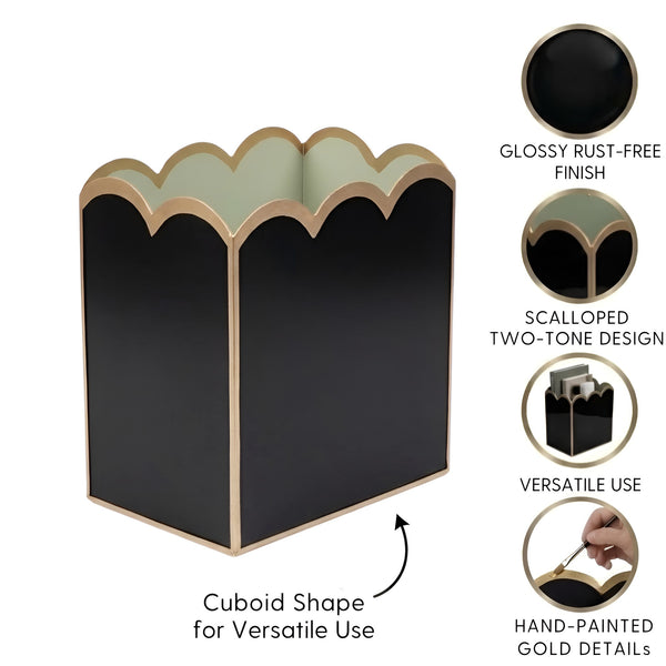 Gracie Scarlett Wastebasket Black & Sage Green