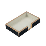 Gracie Enameled Color Block Amelia Guest Towel Tray - Black & Taupe