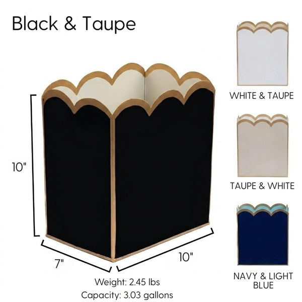 Gracie Scarlett Wastebasket Black & Taupe