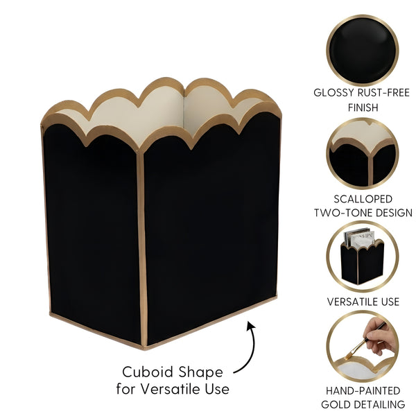 Gracie Scarlett Wastebasket Black & Taupe