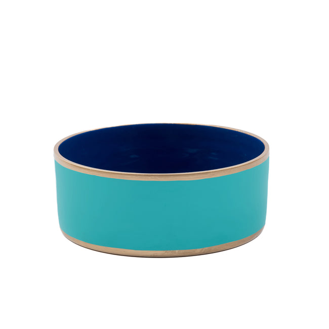 Gracie Enameled Pet Bowl - Blue & Turquoise