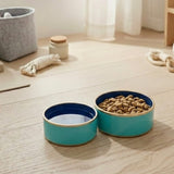 Gracie Enameled Pet Bowl - Blue & Turquoise
