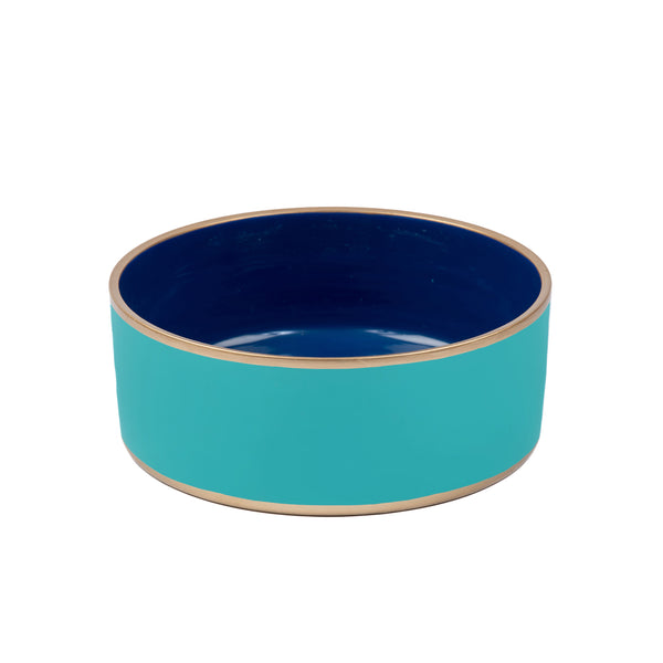 Gracie Enameled Pet Bowl - Blue & Turquoise