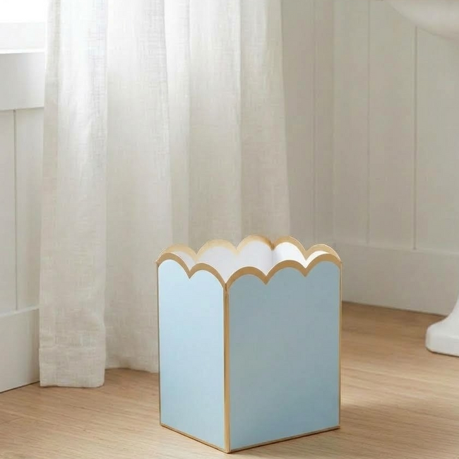 Gracie Scarlet Wastebasket Cool Blue & White