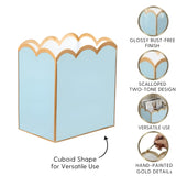 Gracie Scarlet Wastebasket Cool Blue & White