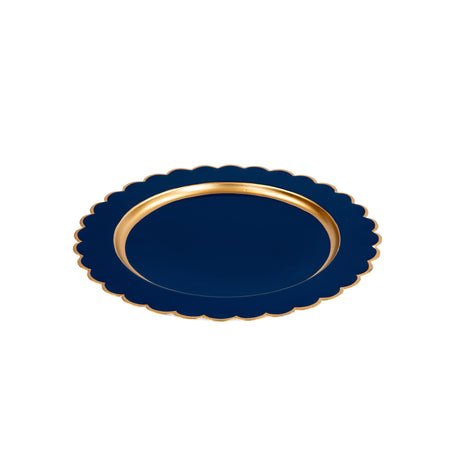 Palm Enameled Tori Trinket Tray - White & Blue