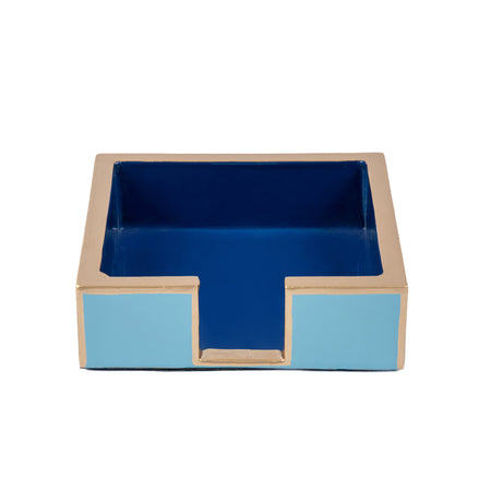 Palm Enameled Tori Trinket Tray - White & Blue