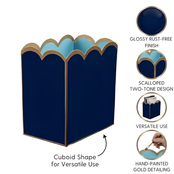 Gracie Scarlett Wastebasket Navy & Light Blue