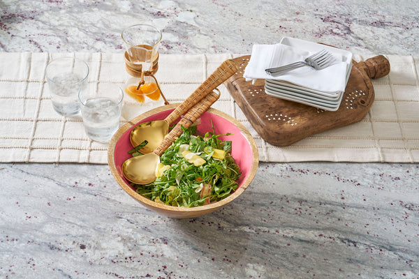 Gracie Wooden Salad Bowl - Pink
