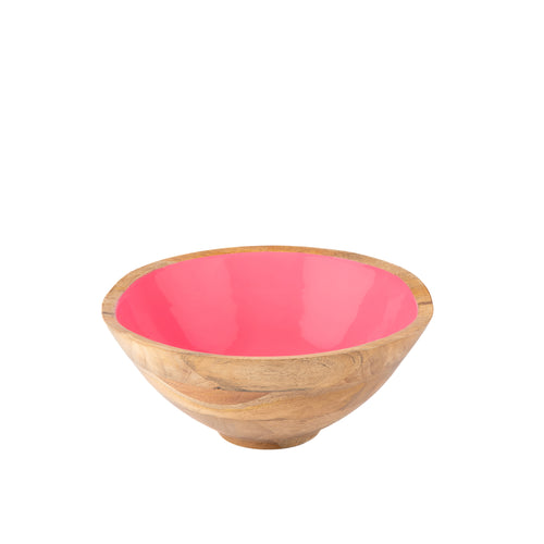 Gracie Wooden Salad Bowl - Pink