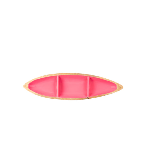 Gracie Wooden Serving Boat Tray - Pink