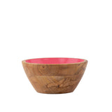 Snack Bowls That Outshine the Snacks - Set of 2 Wooden Enameled Snack Bowls - Pink