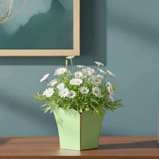 Gracie Scarlett Square Cachepot Planter - Pistachio