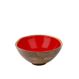 Gracie Salad Bowl - Mango Wood & Red Enamel