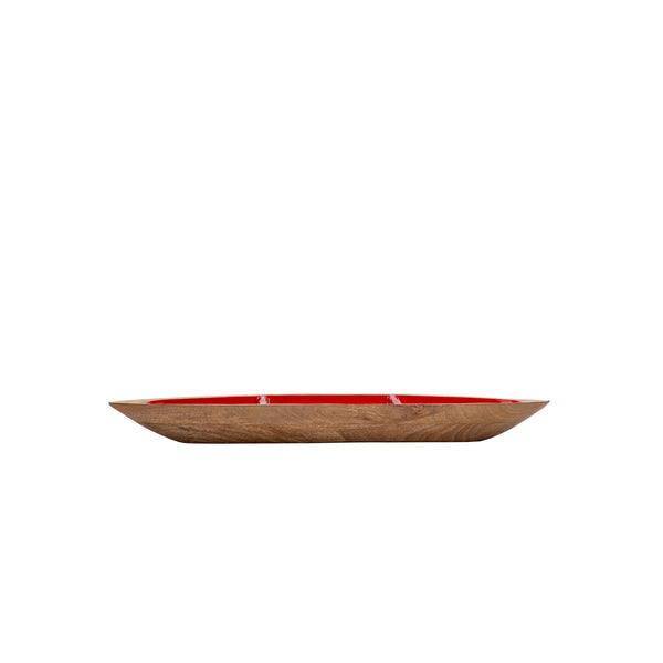 Gracie Statement Platter - Mango Wood & Red Enamel