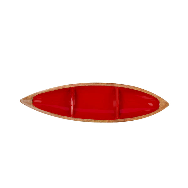 Gracie Statement Platter - Mango Wood & Red Enamel