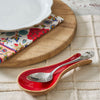 Gracie Spoon Rest - Mango Wood & Enamel - Red