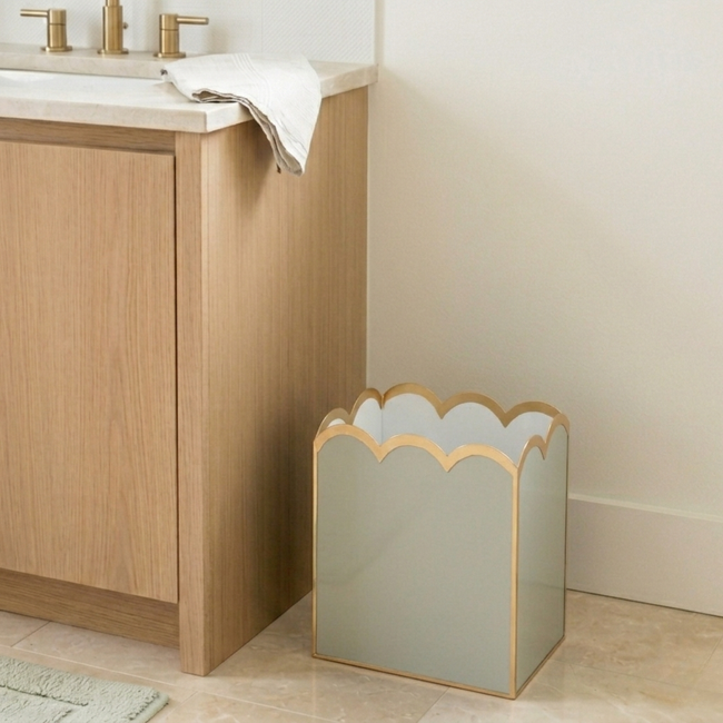 Gracie Scarlett Wastebasket Sage Green & White