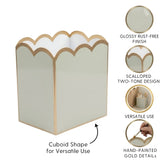 Gracie Scarlett Wastebasket Sage Green & White
