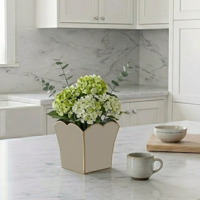 Gracie Scarlett Square Cachepot Planter Taupe