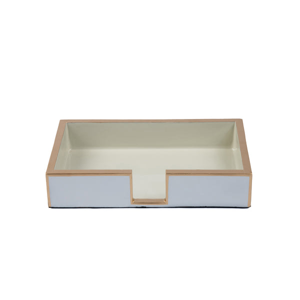 Gracie Enameled Color Block Amelia Guest Towel Tray - Taupe & White