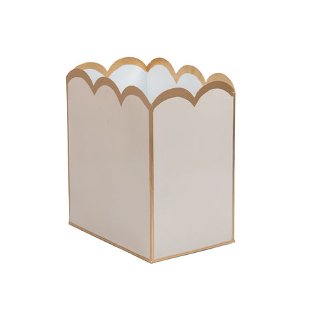 Kyoto Pagoda Enameled Square Wastebasket - White & Blue