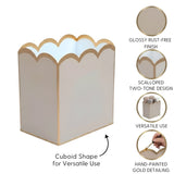 Gracie Scarlett Wastebasket Taupe & White