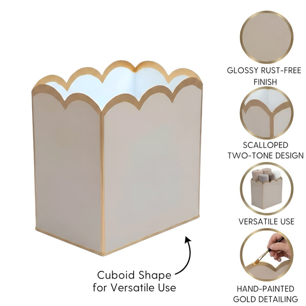 Gracie Scarlett Wastebasket Taupe & White