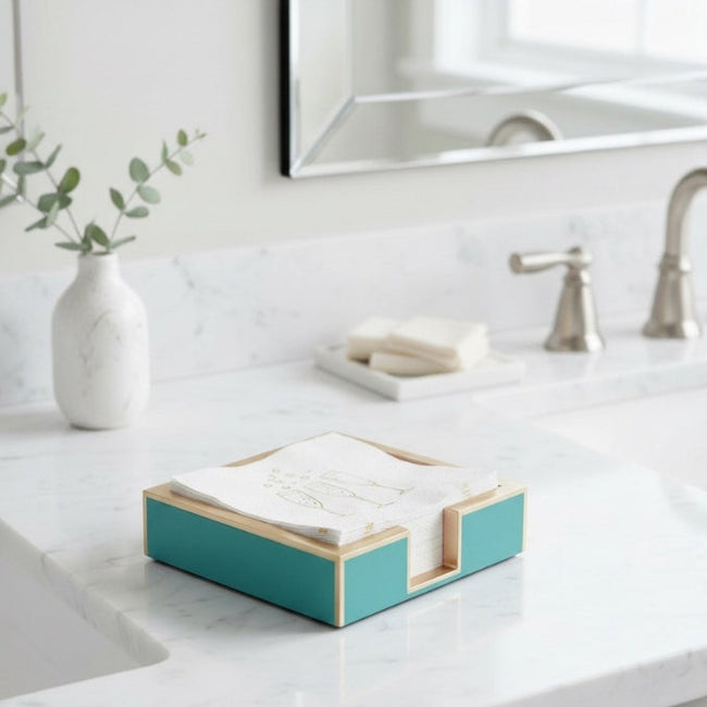 Gracie Enameled Color Block Amelia Cocktail Tray - Turquoise & Blush