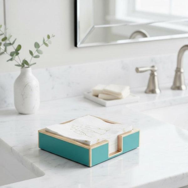 Gracie Enameled Color Block Amelia Cocktail Tray - Turquoise & Blush
