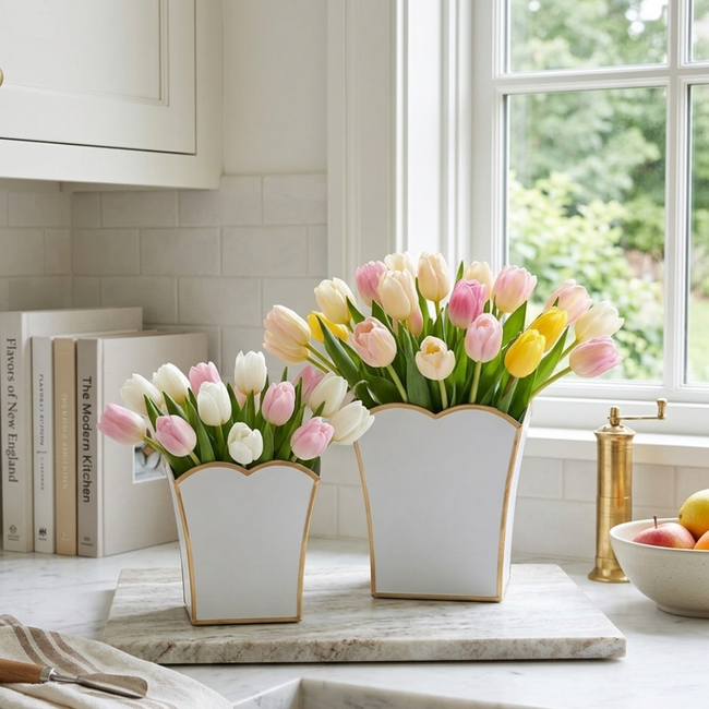 Gracie Scarlett Square Cachepot Planter White