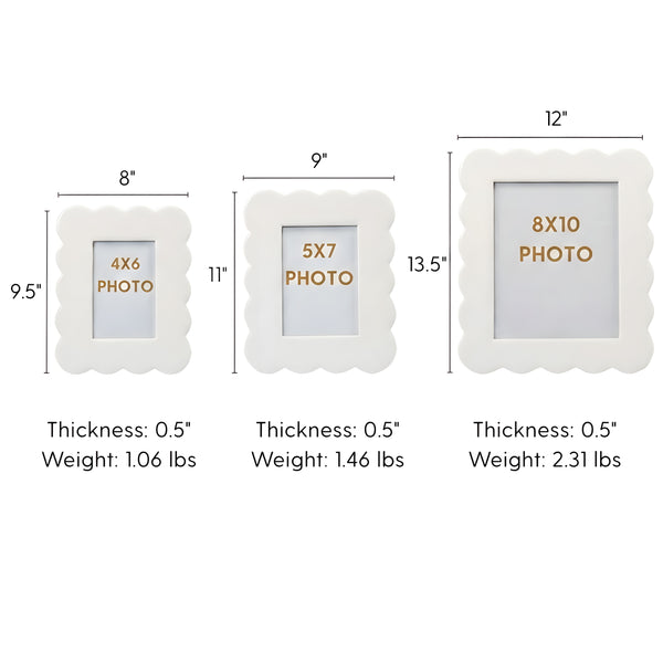 Gracie Scalloped Photo Frame - White