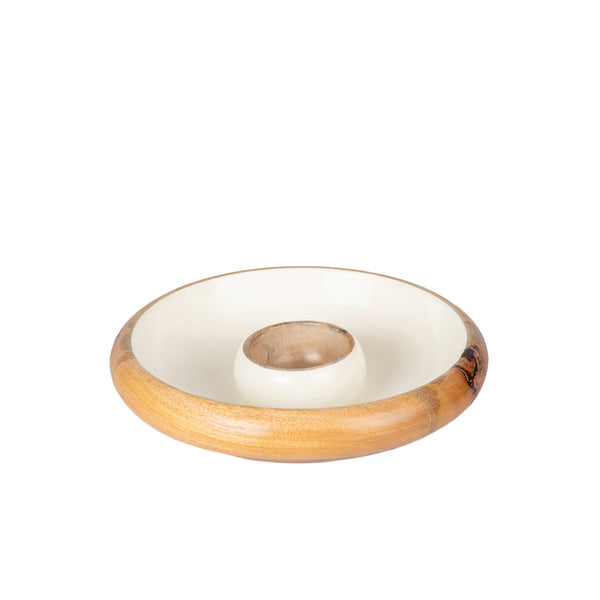 Gracie Chip & Dip Set - Mango Wood & White Enamel