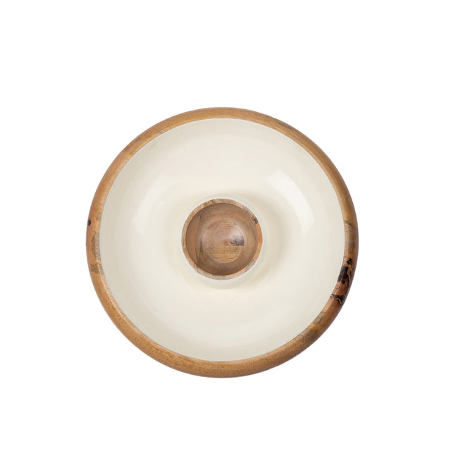 Gracie Wooden Chip & Dip Bowl - White