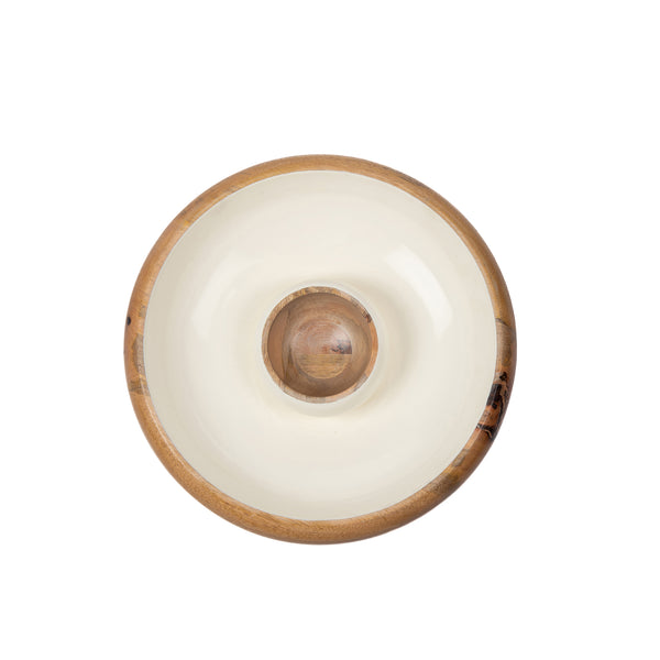 Gracie Chip & Dip Set - Mango Wood & White Enamel