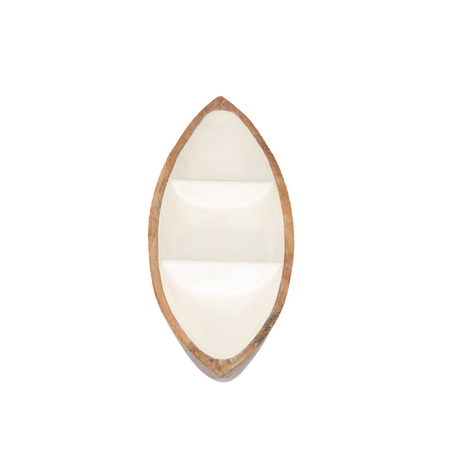 Gracie Wooden Serving Boat Tray - White