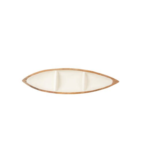 Gracie Wooden Serving Boat Tray - White