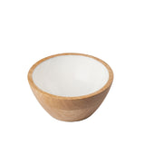 Gracie Wooden Snack Bowls Set (2pk) - Snack Bowls That Outshine the Snacks - Set of 2 Wooden Enameled Snack Bowls - White