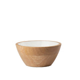 Gracie Wooden Snack Bowls Set (2pk) - Snack Bowls That Outshine the Snacks - Set of 2 Wooden Enameled Snack Bowls - White
