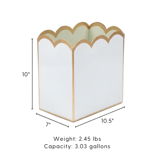 Gracie Scarlett Wastebasket White & Sage Green