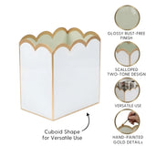 Gracie Scarlett Wastebasket White & Sage Green
