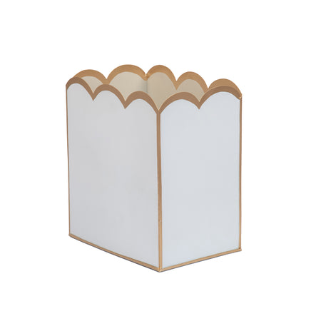 Kyoto Pagoda Enameled Square Wastebasket - White & Blue