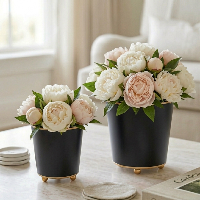 Mattie Round Cachepot Planter Black