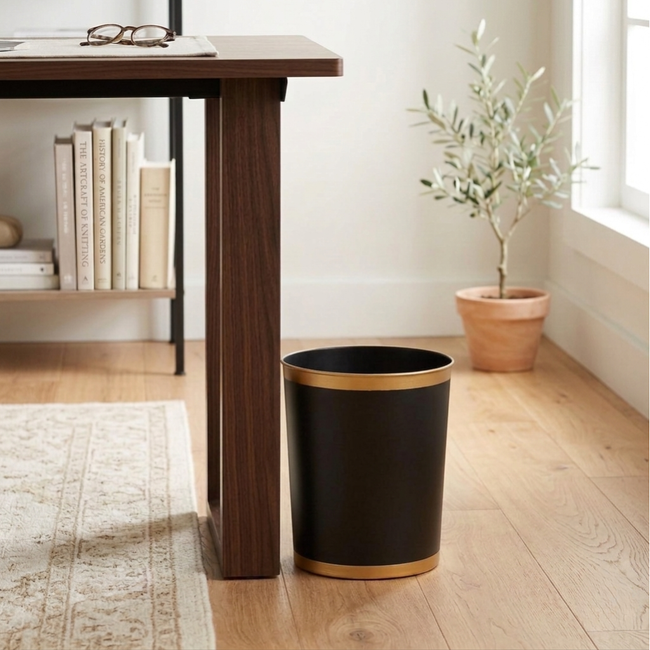 Mattie Oval Wastebasket Black