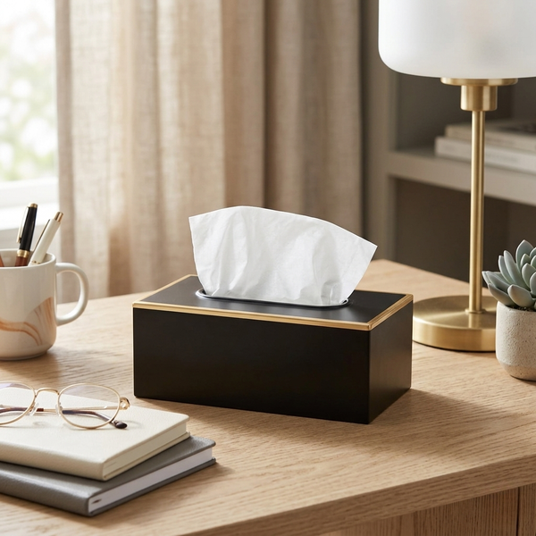 Mattie Rectangular Tissue Box Cover - Black