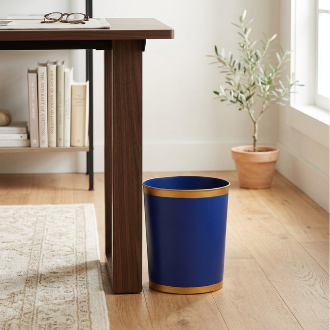 Mattie Oval Wastebasket Blue