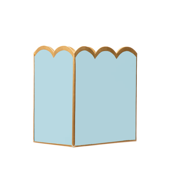 Gracie Scarlet Wastebasket Cool Blue & White